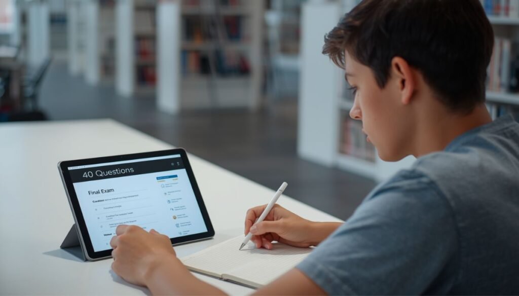 Student preparing for the Google Digital Marketing final exam