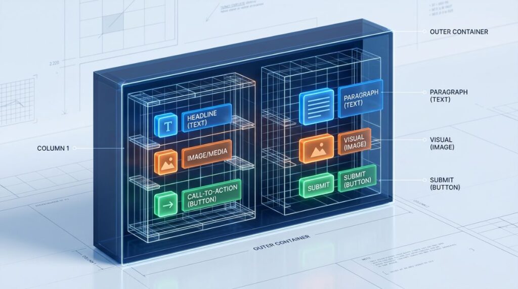 elementor core layout hierarchy sections and columns