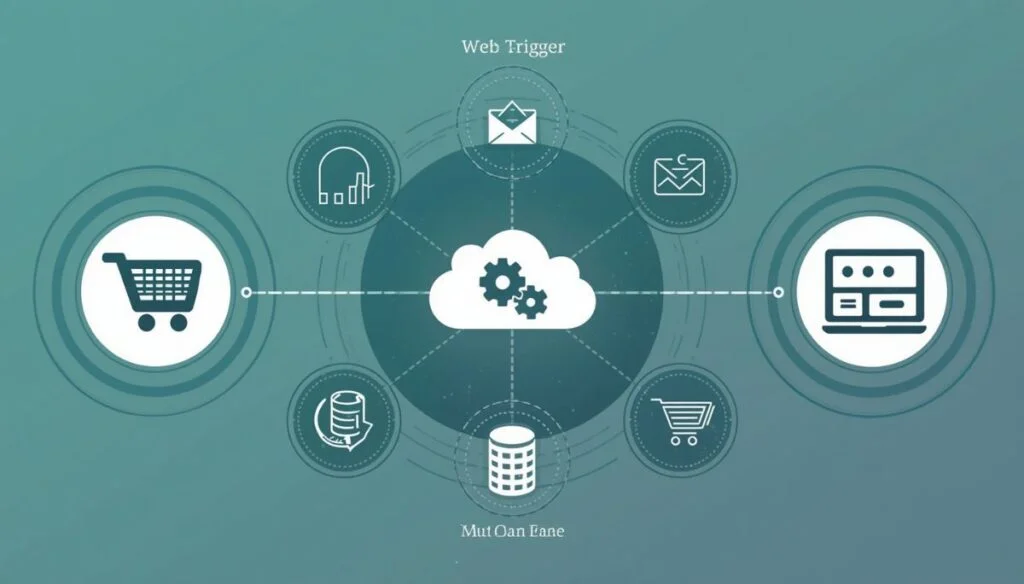 Process workflow automation diagram showing cloud integration data