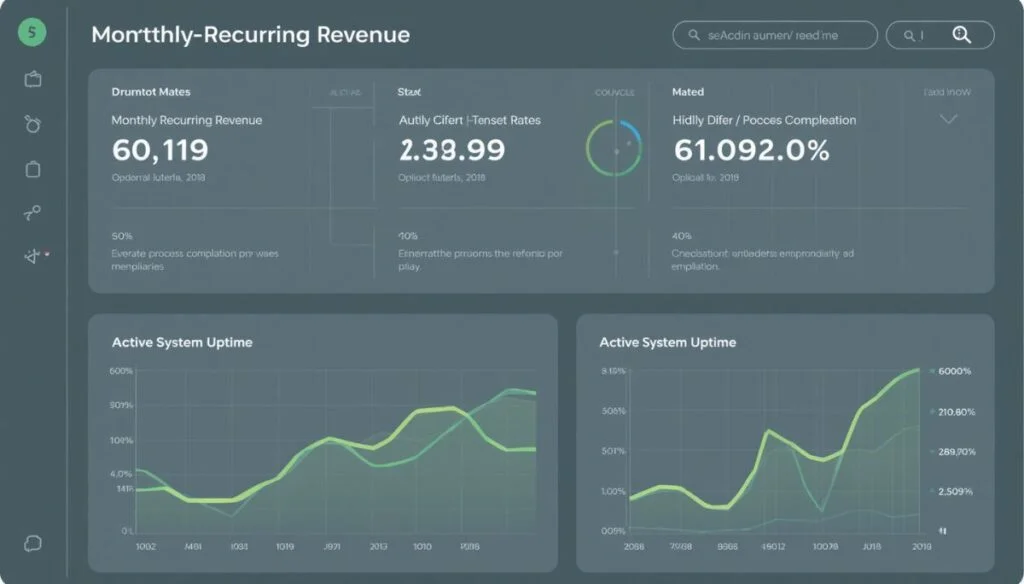 Sleek dashboard tracking automated business processes and recurring revenue metrics